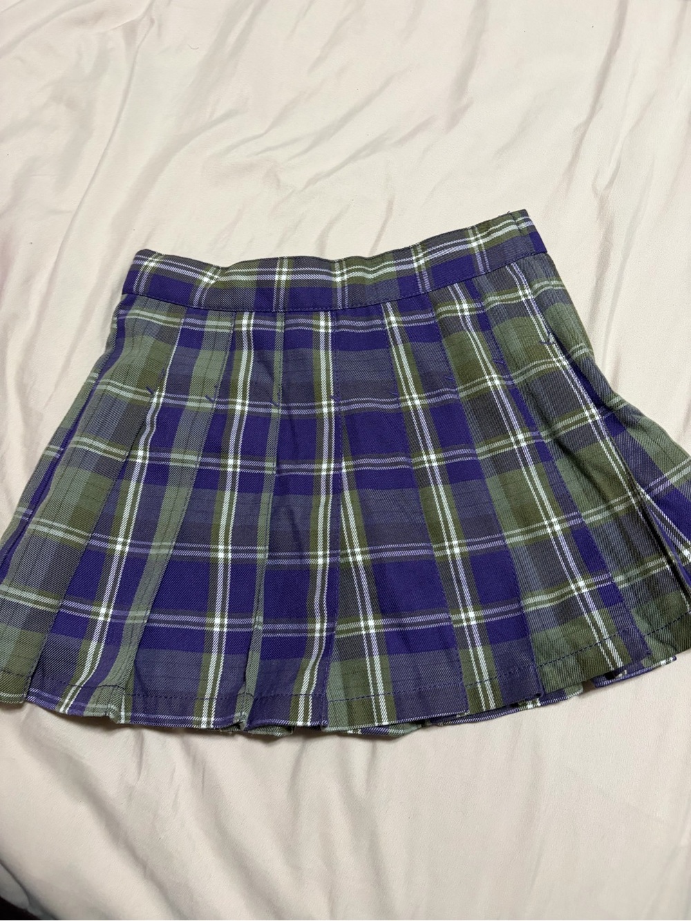 5/$20 Plaid Pleated Mini Skirt in Purple and Green
